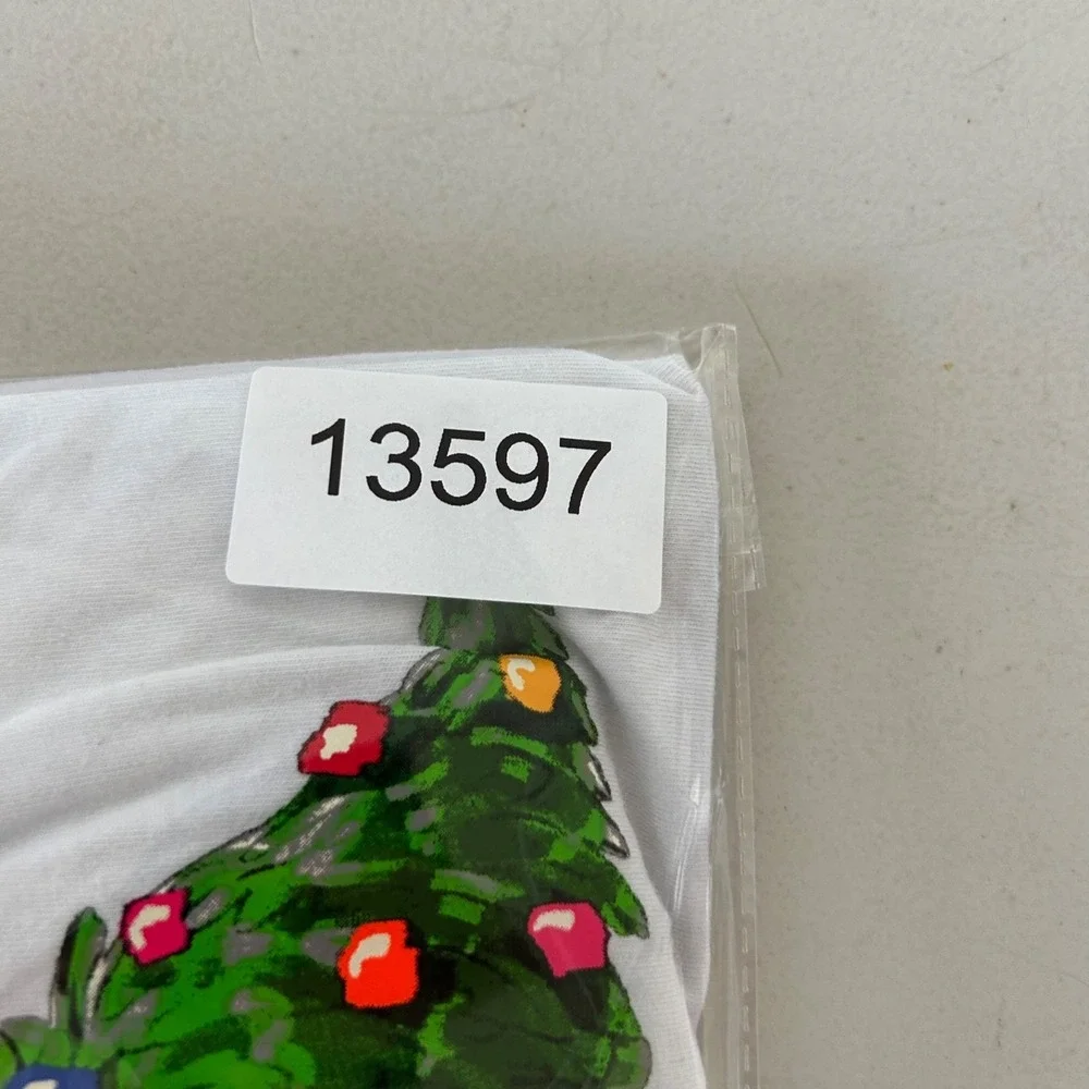 Polo Ralph Lauren‎ Polo Bear Long Sleeve Shirt YOUTH Large White Christmas Tree